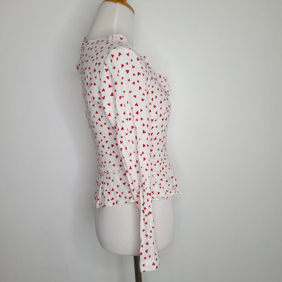 Rails Simone Smitten Heart Wrap Shirt Cropped Ruffle Valentine's Day Women XS - Picture 3 of 14